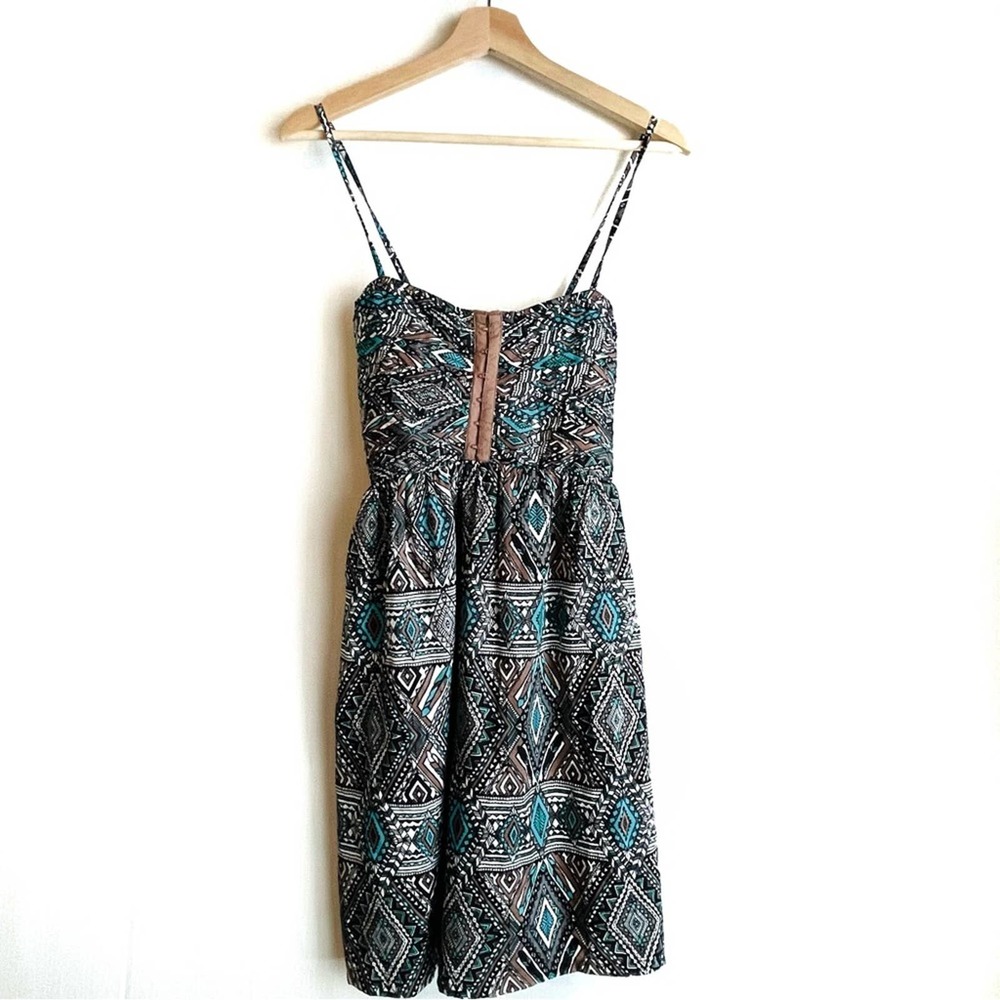 Billabong Black Teal Aztec Print Mini Dress